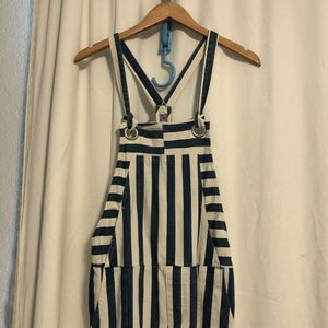 Forever 21 denim overalls striped